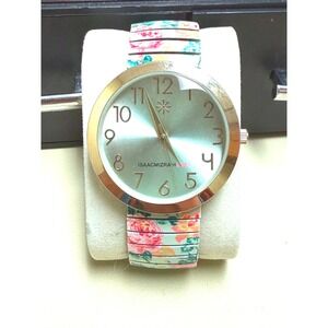 Isaac Mizrahi Live Floral Stretch Watch Women's Quartz Stainless Steel Back